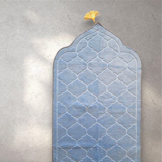Light Blue Velvet Premium Prayer Mat