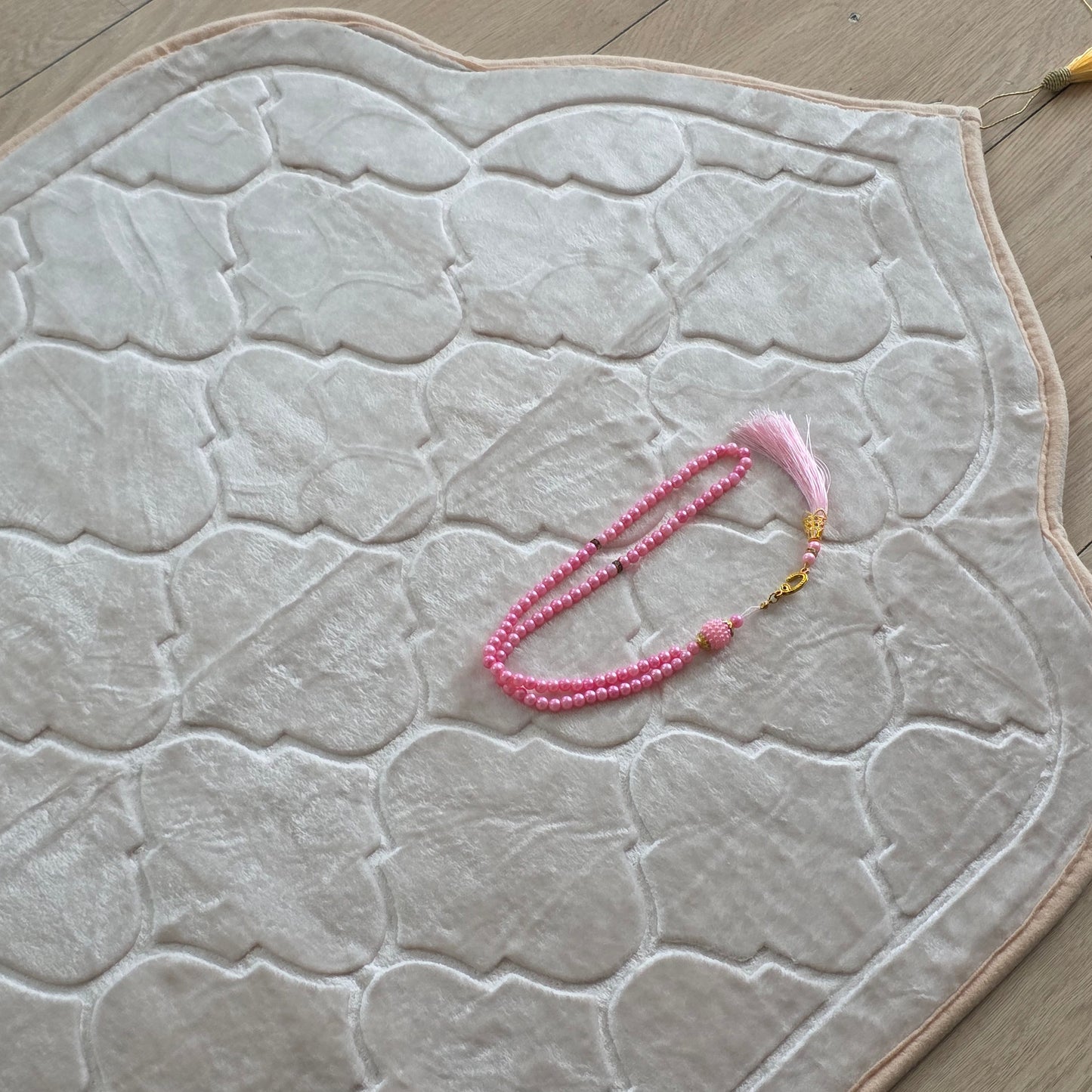 Light Pink Velvet Personalized Prayer Mat