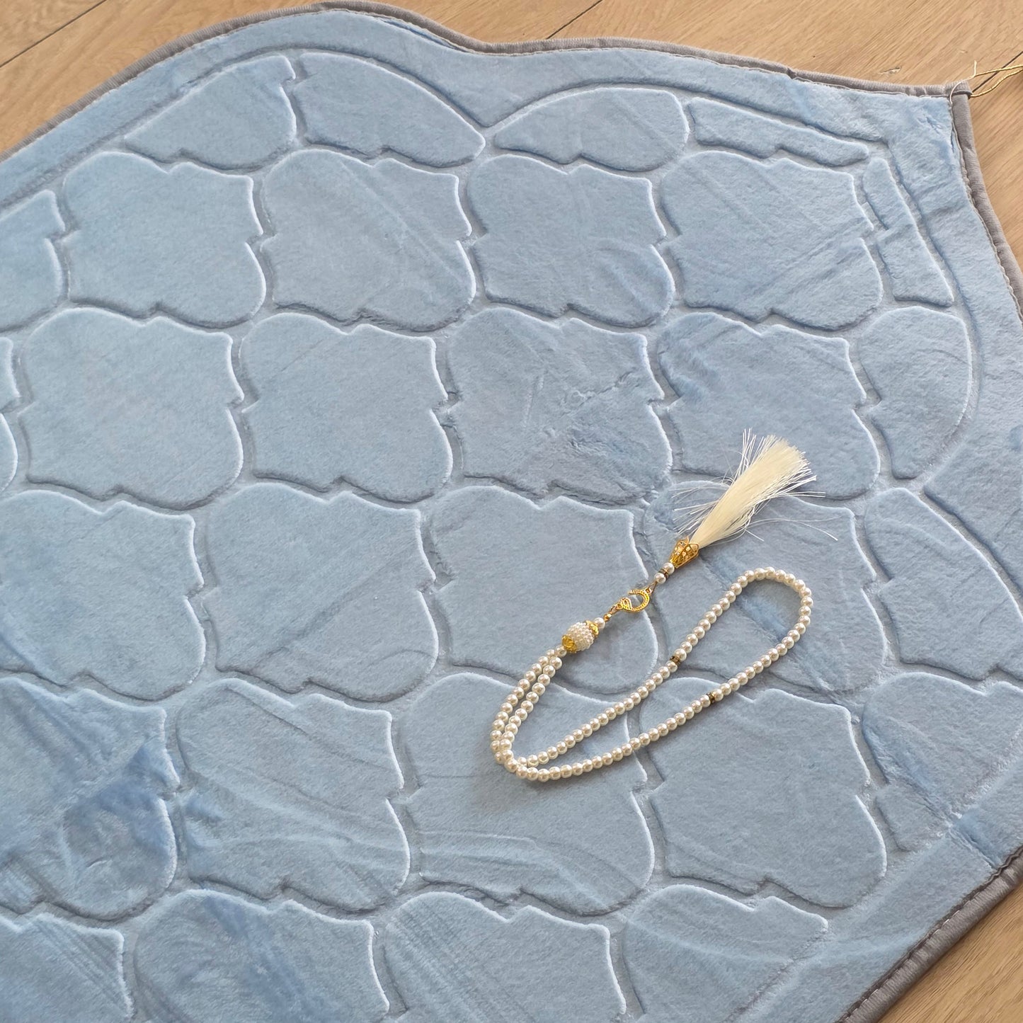 Light Blue Velvet Personalized Prayer Mat