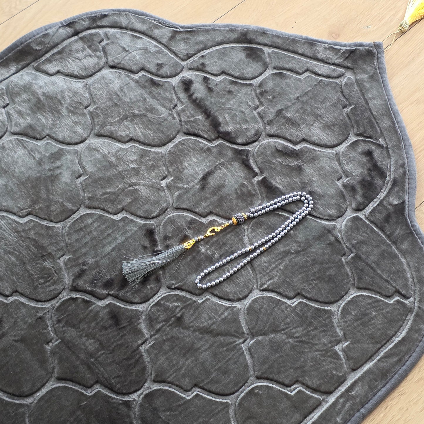 Grey Velvet Personalized Prayer Mat