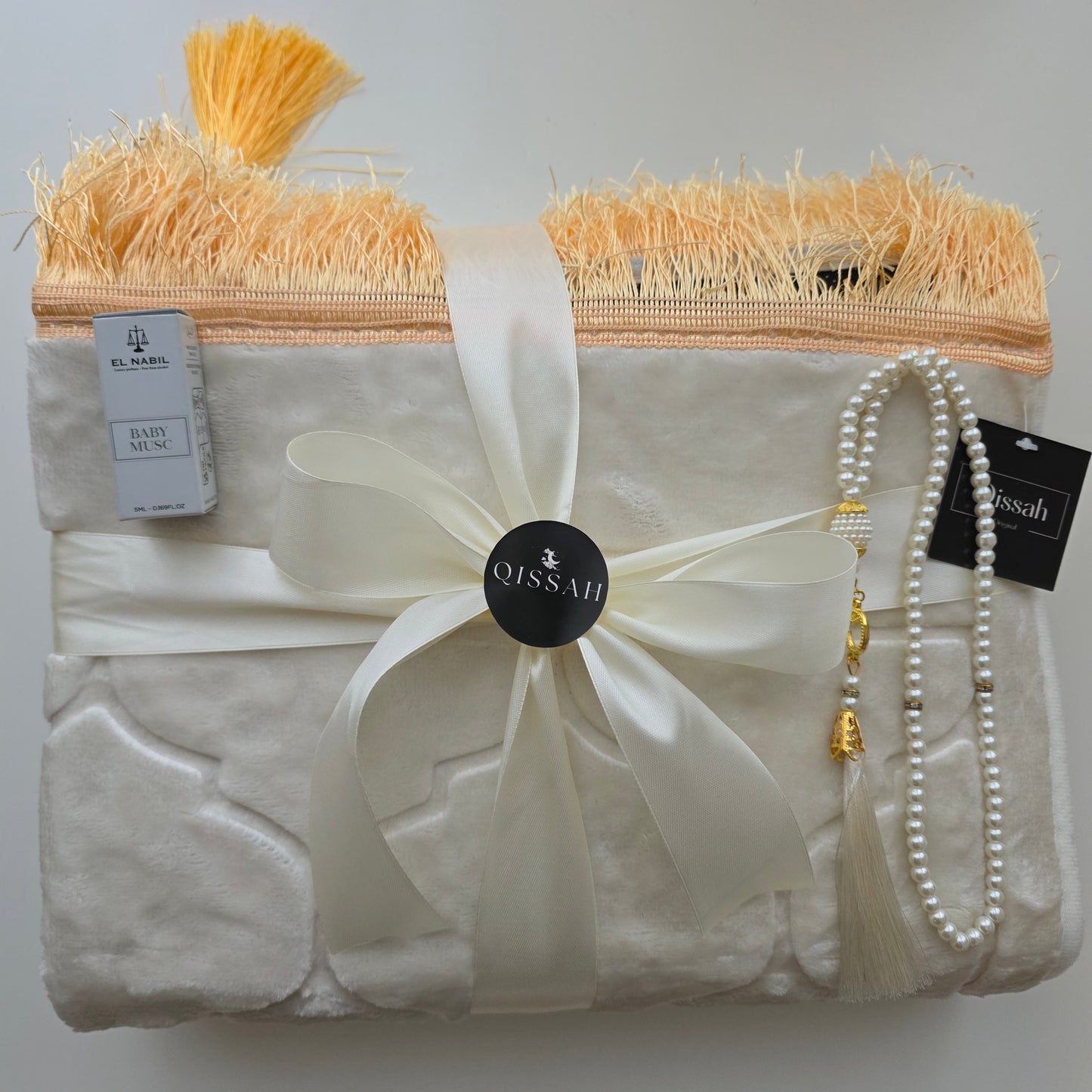 Beige Velvet Personalized Prayer Mat