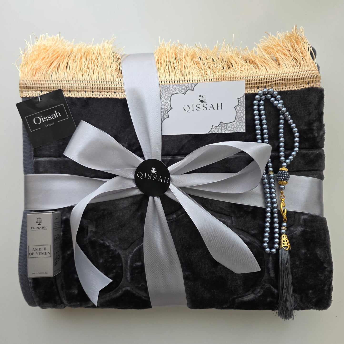 Grey Velvet Personalized Prayer Mat