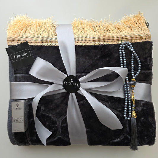 Grey Velvet Premium Prayer Mat