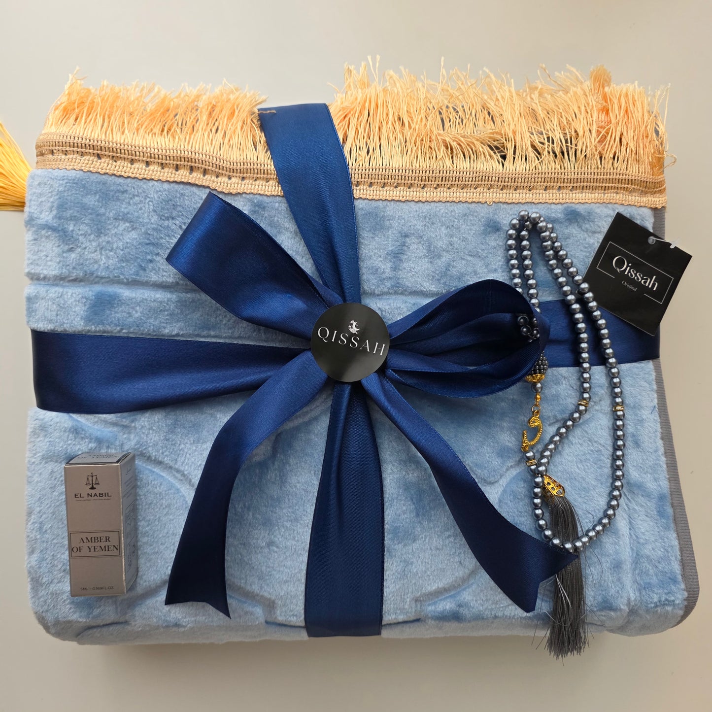 Light Blue Velvet Personalized Prayer Mat