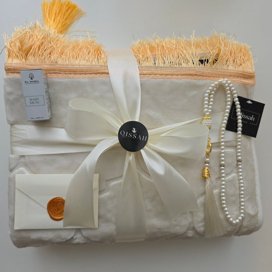 Beige Velvet Premium Prayer Mat