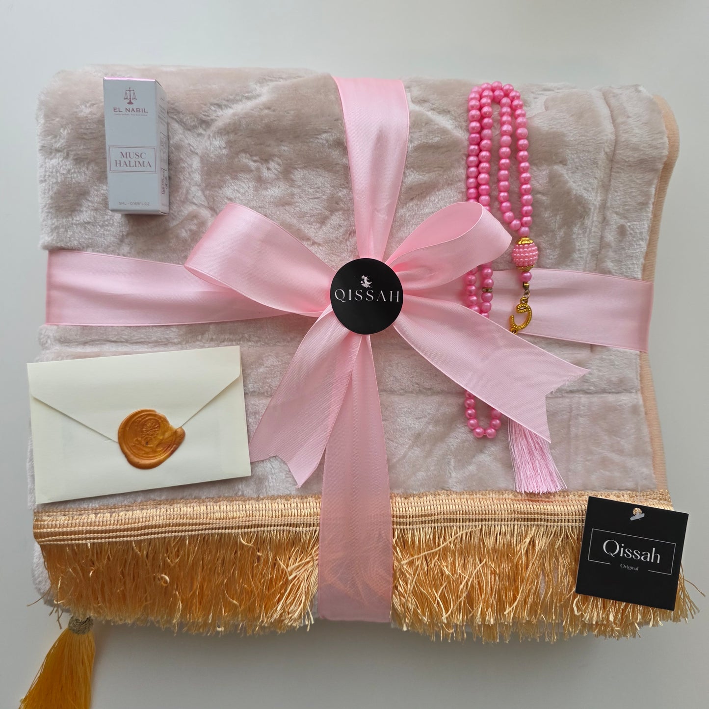 Light Pink Velvet Personalized Prayer Mat