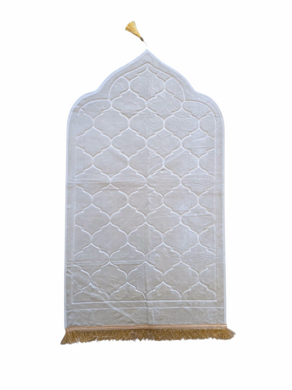 Beige Velvet Personalized Prayer Mat