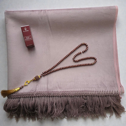 QISSAH Personalized Velvet Prayer Mat - Rosy Brown