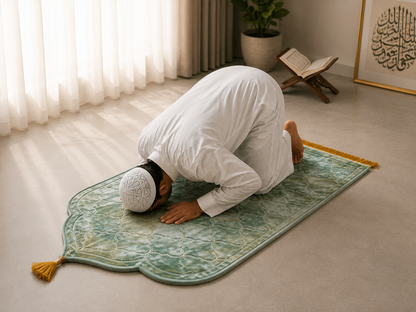 QISSAH Green Velvet Personalized Prayer Mat