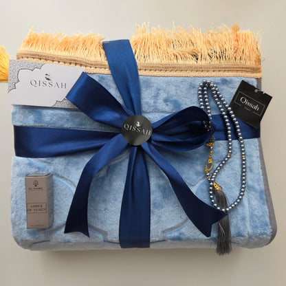 Light Blue Velvet Personalized Prayer Mat