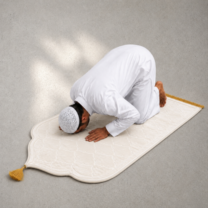 QISSAH Beige Velvet Personalized Prayer Mat