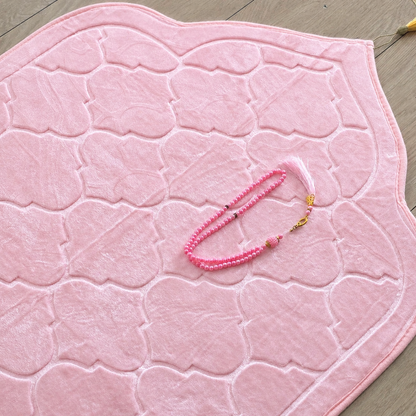 QISSAH Light Pink Velvet Personalized Prayer Mat