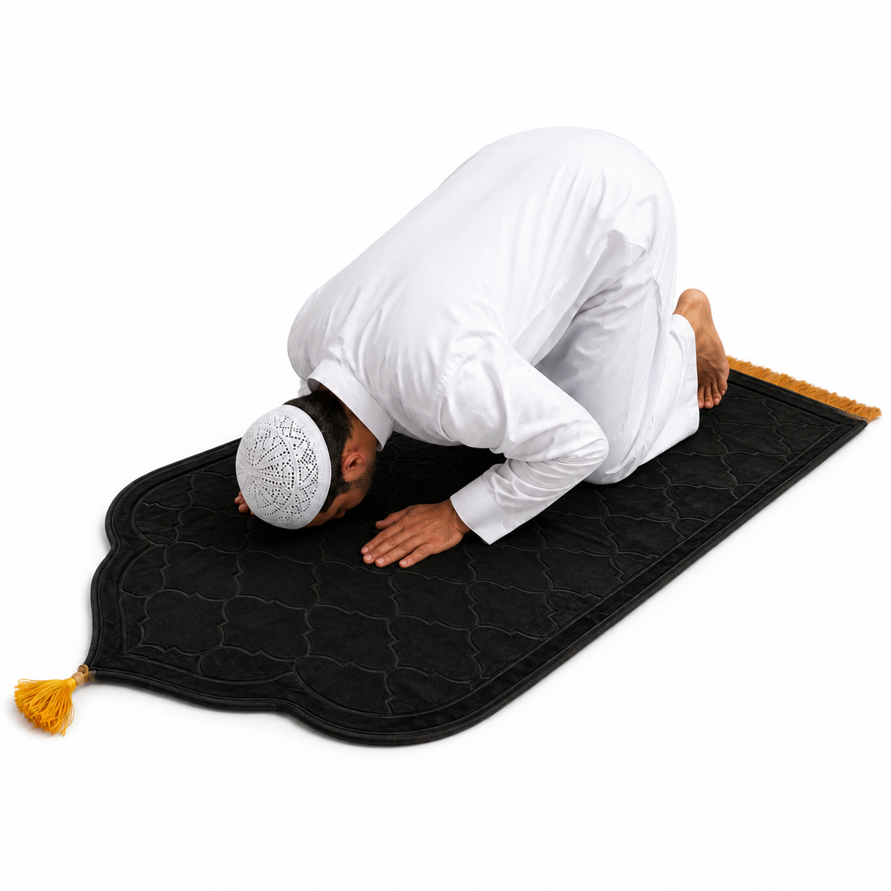QISSAH Black Velvet Personalized Prayer Mat