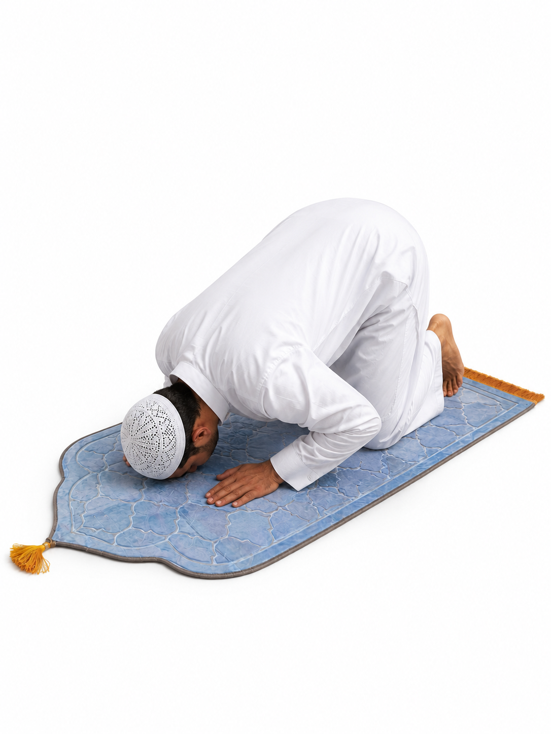 QISSAH Light Blue Velvet Personalized Prayer Mat