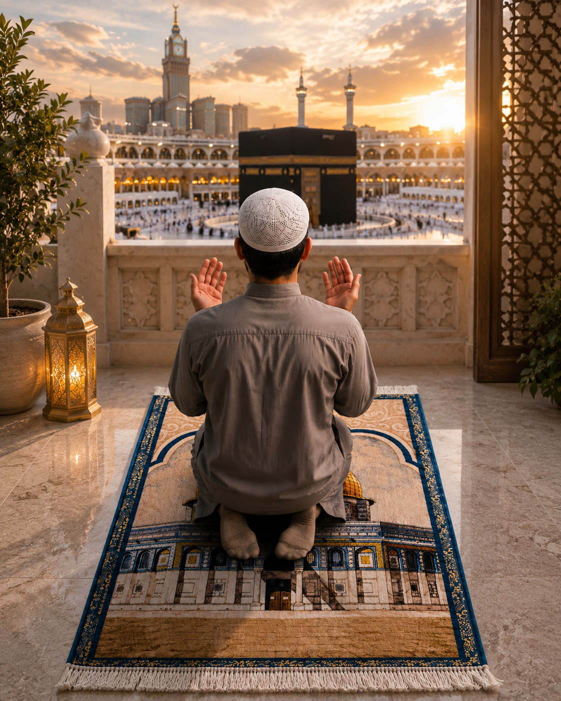QISSAH Al Aqsa 3D Padded Premium Prayer Mat