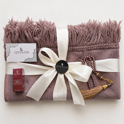 QISSAH Personalized Velvet Prayer Mat - Rosy Brown