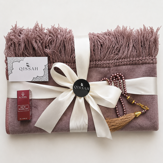 QISSAH Personalized Velvet Prayer Mat - Rosy Brown