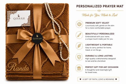 QISSAH Golden Velvet Personalized Prayer Mat